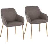 Daniella Dining Chair in Grey Leatherette & Gold Steel (Set of 2)